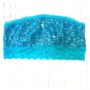 Pink Strapless Sequined Bandeau